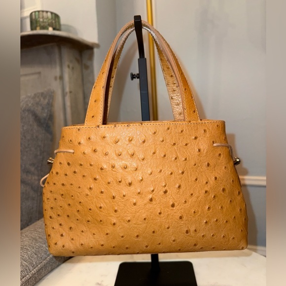 Furla Vintage Ostrich Embossed Leather Two Way Bag (EUC) and Dustbag - Picture 4 of 16